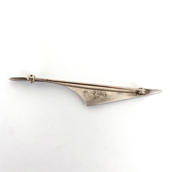 Henry Steig long modernist silver brooch