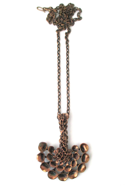 Hannu Ikonen for Valo-Koru Finland vintage bronze reindeer moss pendant necklace