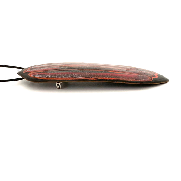 profile John Oxenbury Canada vintage large copper enamel hand painted pendant brooch Modernist design