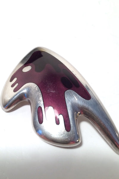 Georg Jensen purple enamel brooch #307 by Henning Koppel