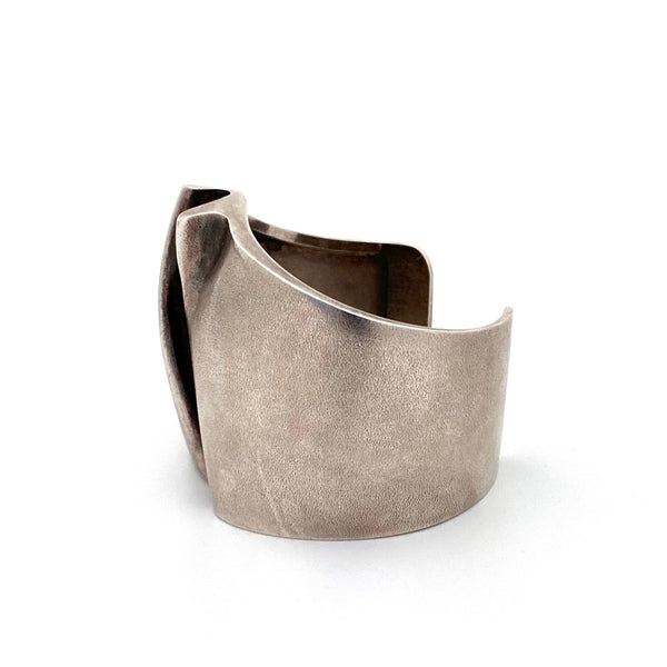 profile Lapponia Finland vintage silver large Igol cuff bracelet Bjorn Weckstrom 1974 Scandinavian Modernist jewelry design