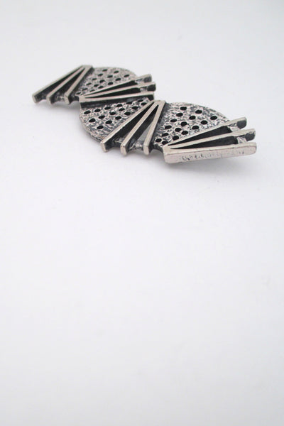 profile Jean-Claude Darveau Canada vintage pop art curves and angles chrome brooch