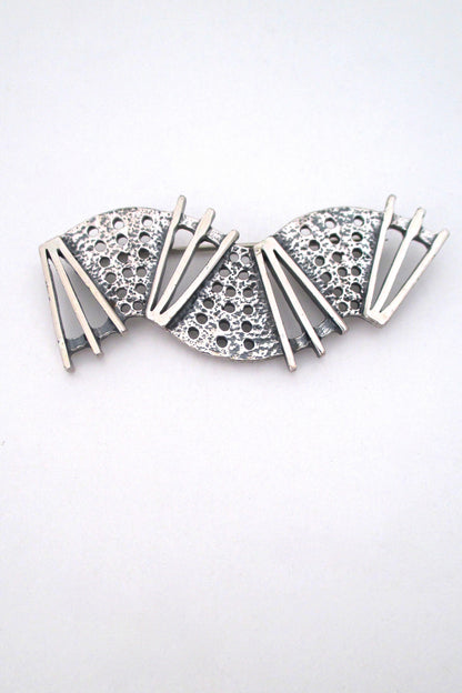 front Jean-Claude Darveau Canada vintage pop art curves and angles chrome brooch