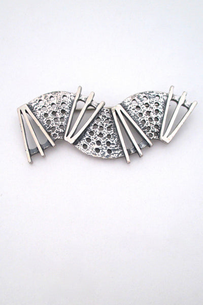 front Jean-Claude Darveau Canada vintage pop art curves and angles chrome brooch