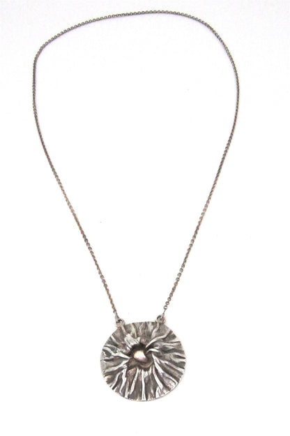 Matti Hyvarinen for Sirokoru Ky, Finland vintage sterling silver crater necklace