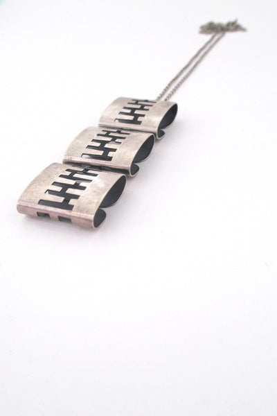 Elis Kauppi long articulated silver pendant necklace - 1968