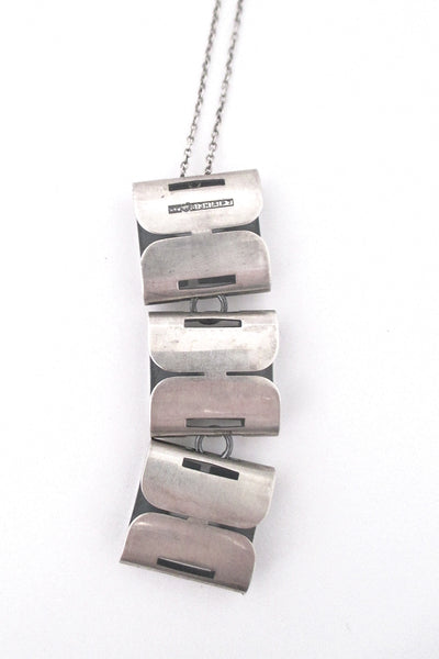 Elis Kauppi long articulated silver pendant necklace - 1968