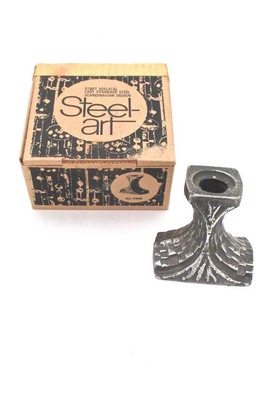 Olav Joff cast stainless steel brutalist candle holder #2