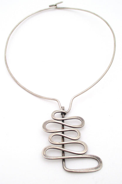 Henry Steig New York vintage American Modernist sterling silver large pendant & neck ring