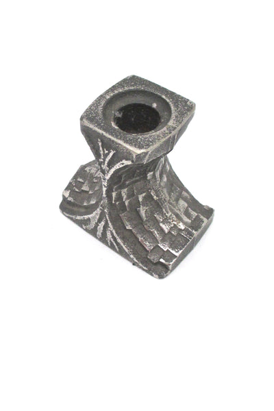 Olav Joff cast stainless steel brutalist candle holder #2