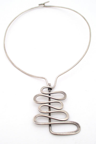 Henry Steig New York vintage American Modernist sterling silver large pendant & neck ring