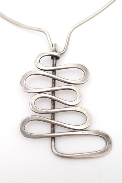 Henry Steig New York vintage American Modernist sterling silver large pendant & neck ring