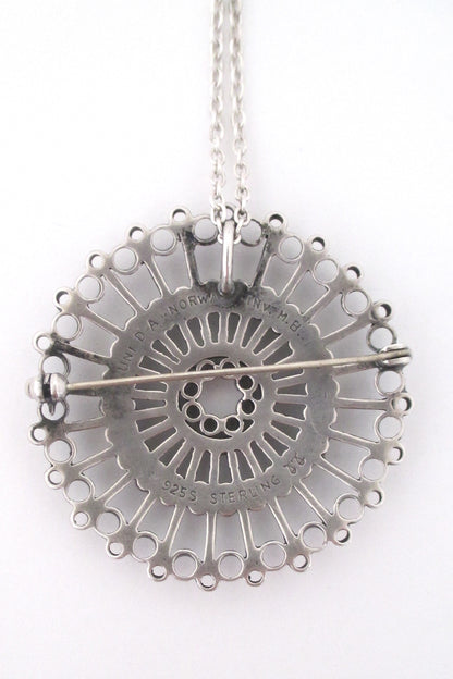 Uni David Andersen large silver pendant / brooch by Marianne Berg