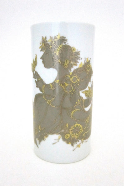 Bjorn Wiinblad for Rosenthal Studio Line gold birds and girls porcelain vase
