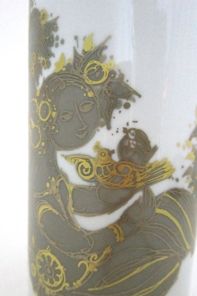 Bjorn Wiinblad for Rosenthal Studio Line gold birds and girls porcelain vase