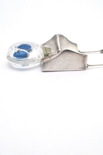 profile Bjorn Weckstrom for Lapponia Finland extra large Big Drop silver acrylic pendant necklace 1971