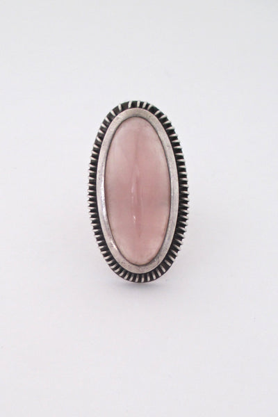 Martii Viikiniemi extra large silver & rose quartz ring