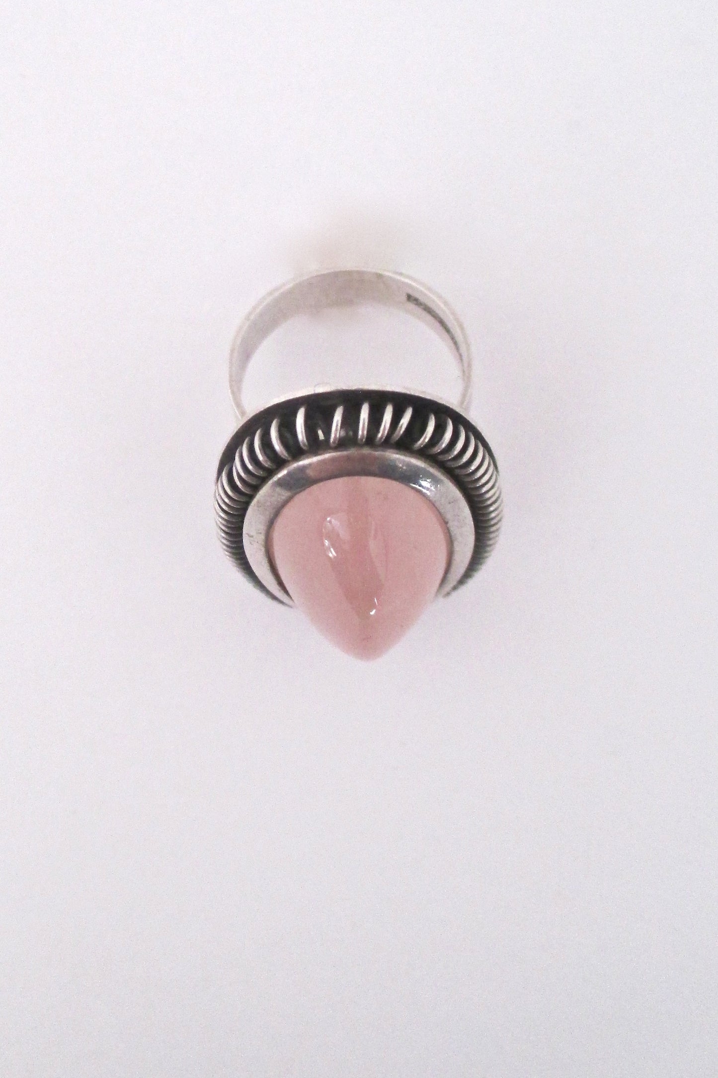 Martii Viikiniemi extra large silver & rose quartz ring