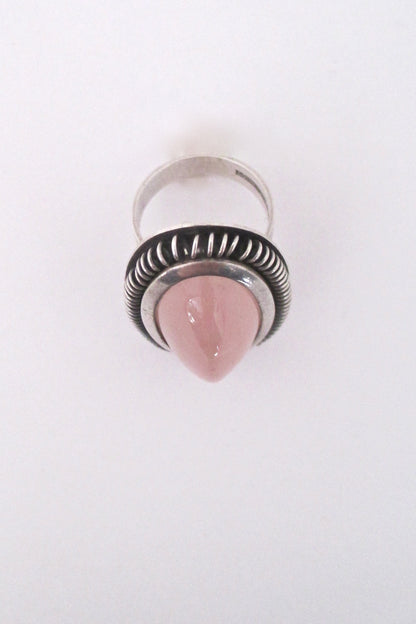 Martii Viikiniemi extra large silver & rose quartz ring