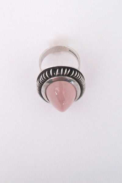 Martii Viikiniemi extra large silver & rose quartz ring