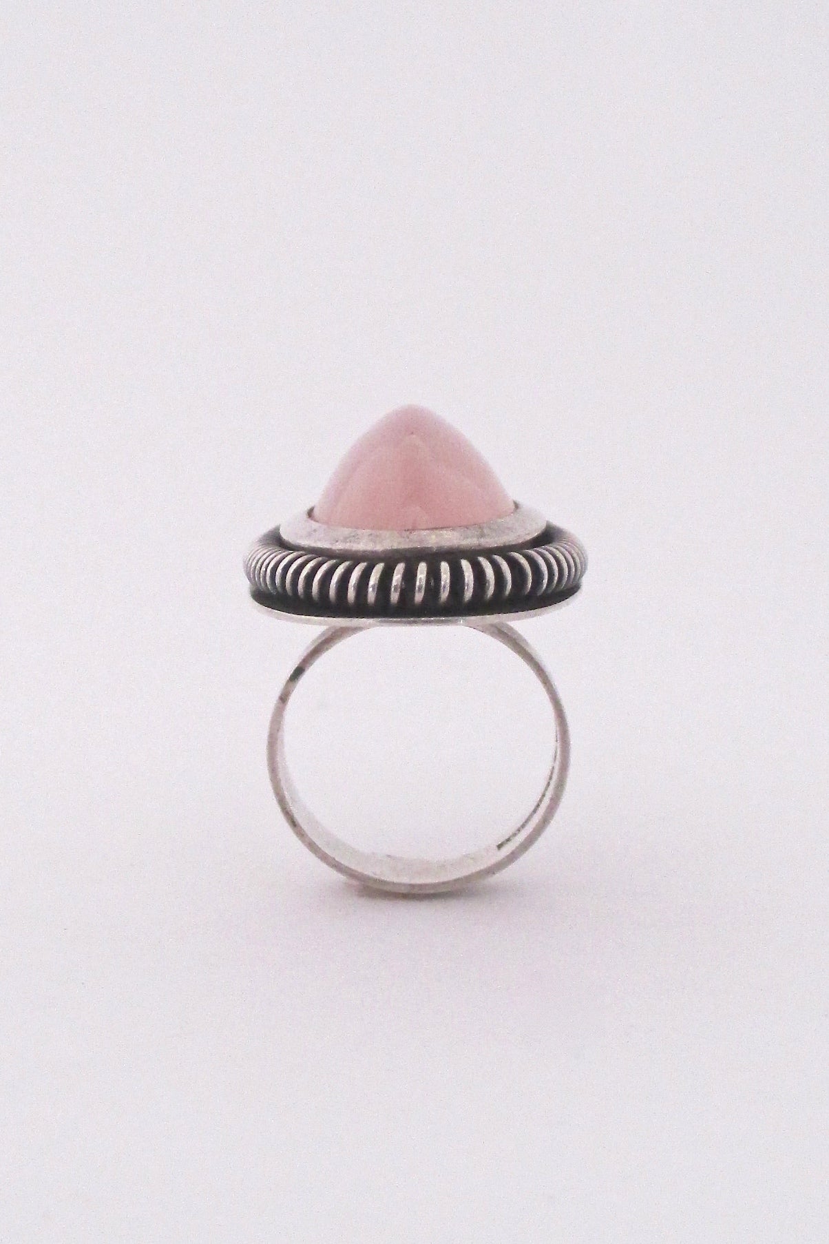 profile Martii Viikiniemi Finland vintage Scandinavian Modernist large silver rose quartz ring 1967
