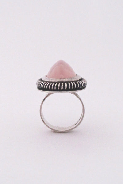 profile Martii Viikiniemi Finland vintage Scandinavian Modernist large silver rose quartz ring 1967