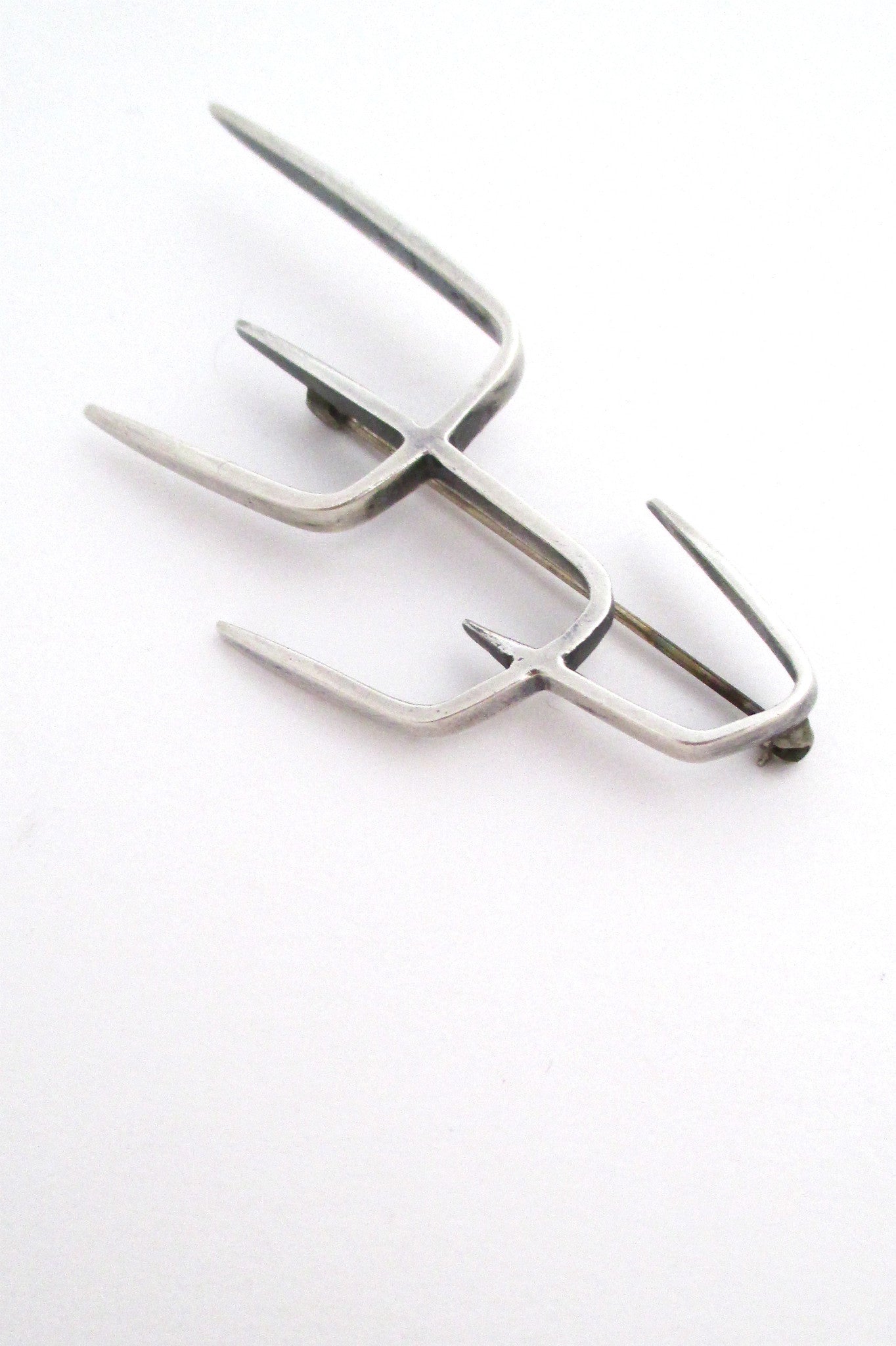 Henry Steig New York American Modernist vintage sterling silver large brooch
