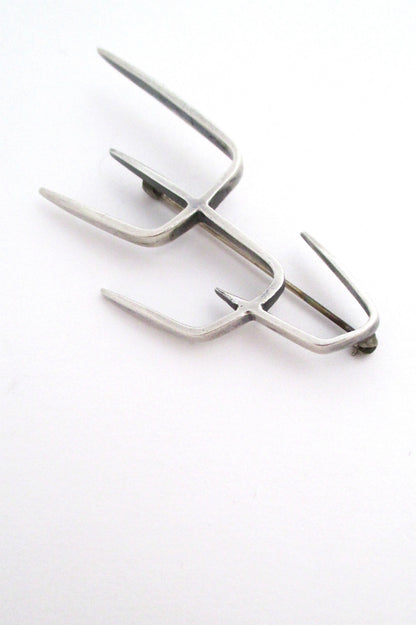 Henry Steig New York American Modernist vintage sterling silver large brooch