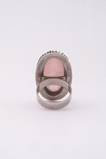 Martii Viikiniemi extra large silver & rose quartz ring