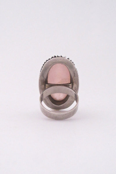 Martii Viikiniemi extra large silver & rose quartz ring