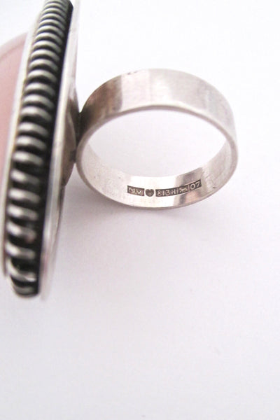 Martii Viikiniemi extra large silver & rose quartz ring