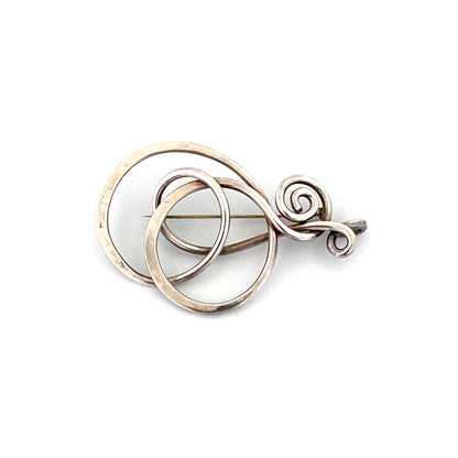 Henry Steig large 'silver swirls' pendant / brooch