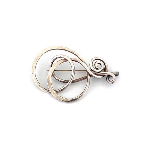 Henry Steig large 'silver swirls' pendant / brooch