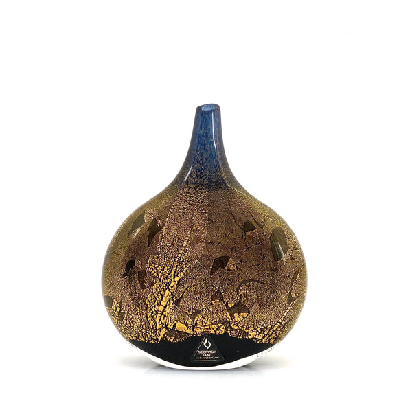 detail Isle of Wight Glass vintage blown glass gold leaf Azurine lollipop vase