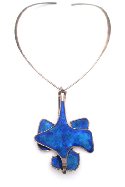 David-Andersen large layered enamel pendant - peacock blue