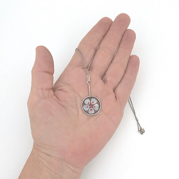 scale Norman Grant Edinburgh Scotland vintage silver enamel pendant necklace 1975 Modernist jewelry design