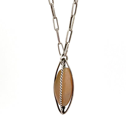 detail ORNO Poland vintage silver agate pendant necklace Modernist jewelry design