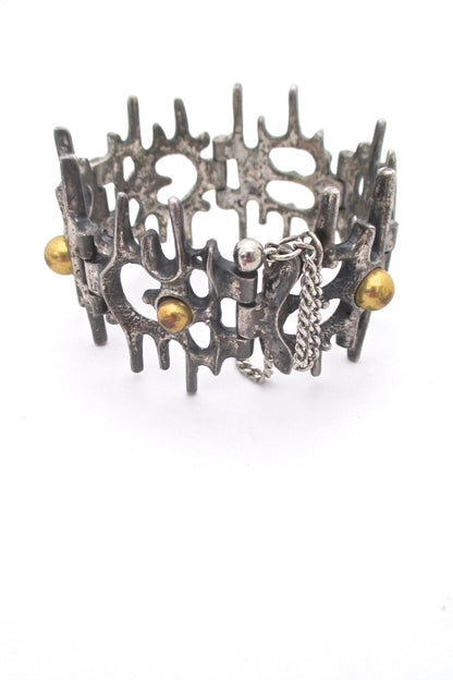 Robert Larin brutalist openwork bracelet ~ bronze spheres