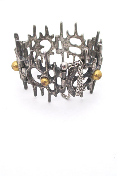 Robert Larin brutalist openwork bracelet ~ bronze spheres