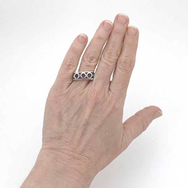 detail scale vintage 800 silver hand wrought ring Poland Modernist jewelry design