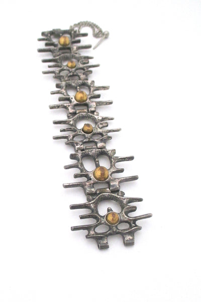 Robert Larin brutalist openwork bracelet ~ bronze spheres