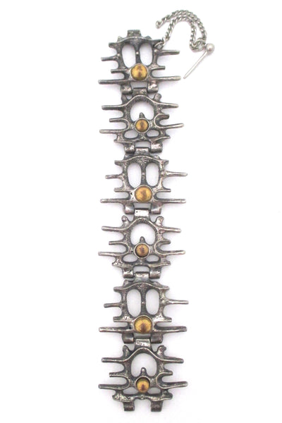 Robert Larin brutalist openwork bracelet ~ bronze spheres
