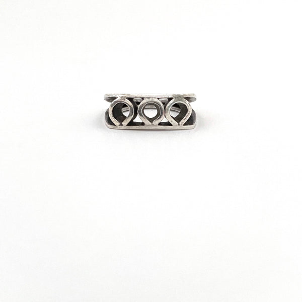 vintage hand wrought silver circles ring ~ Poland