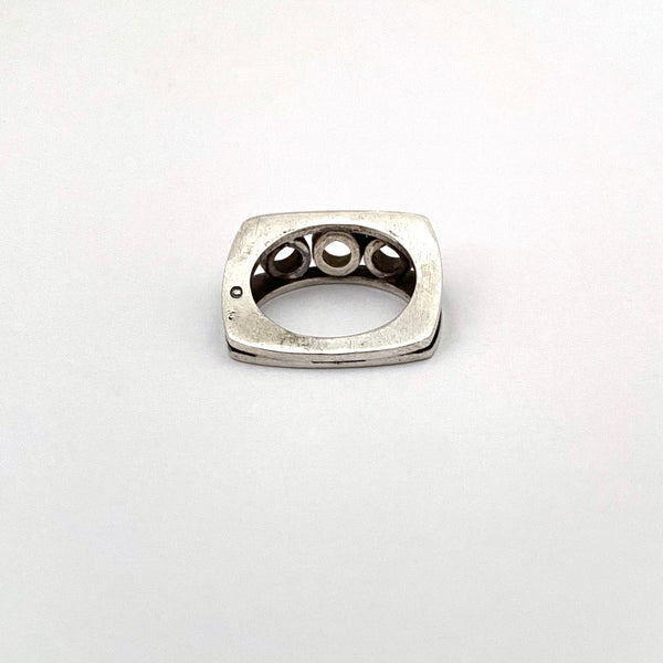 vintage hand wrought silver circles ring ~ Poland