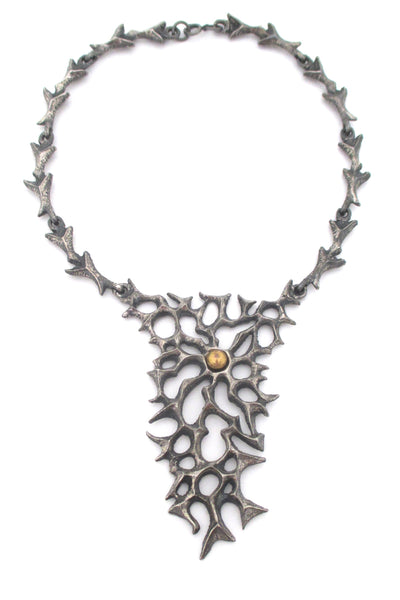 Robert Larin large & dramatic bib necklace ~ bronze sphere