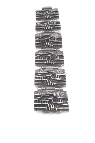 Robert Larin brutalist textured pewter wide link bracelet