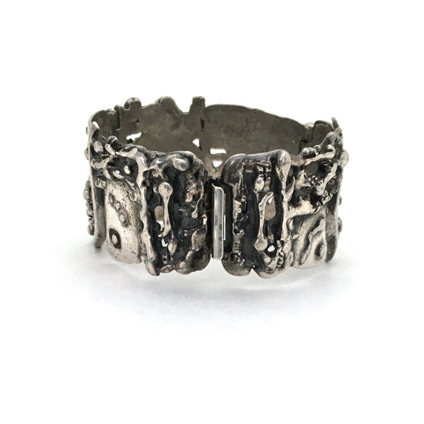 Guy Vidal Canada vintage brutalist pewter 'fertility' bracelet ~ rare