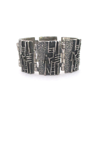Robert Larin brutalist textured pewter wide link bracelet