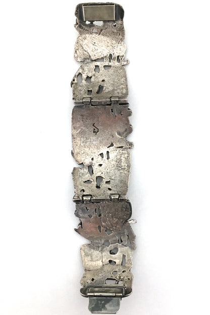 Guy Vidal Canada vintage brutalist pewter 'fertility' bracelet ~ rare