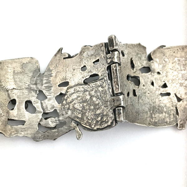 Guy Vidal Canada vintage brutalist pewter 'fertility' bracelet ~ rare